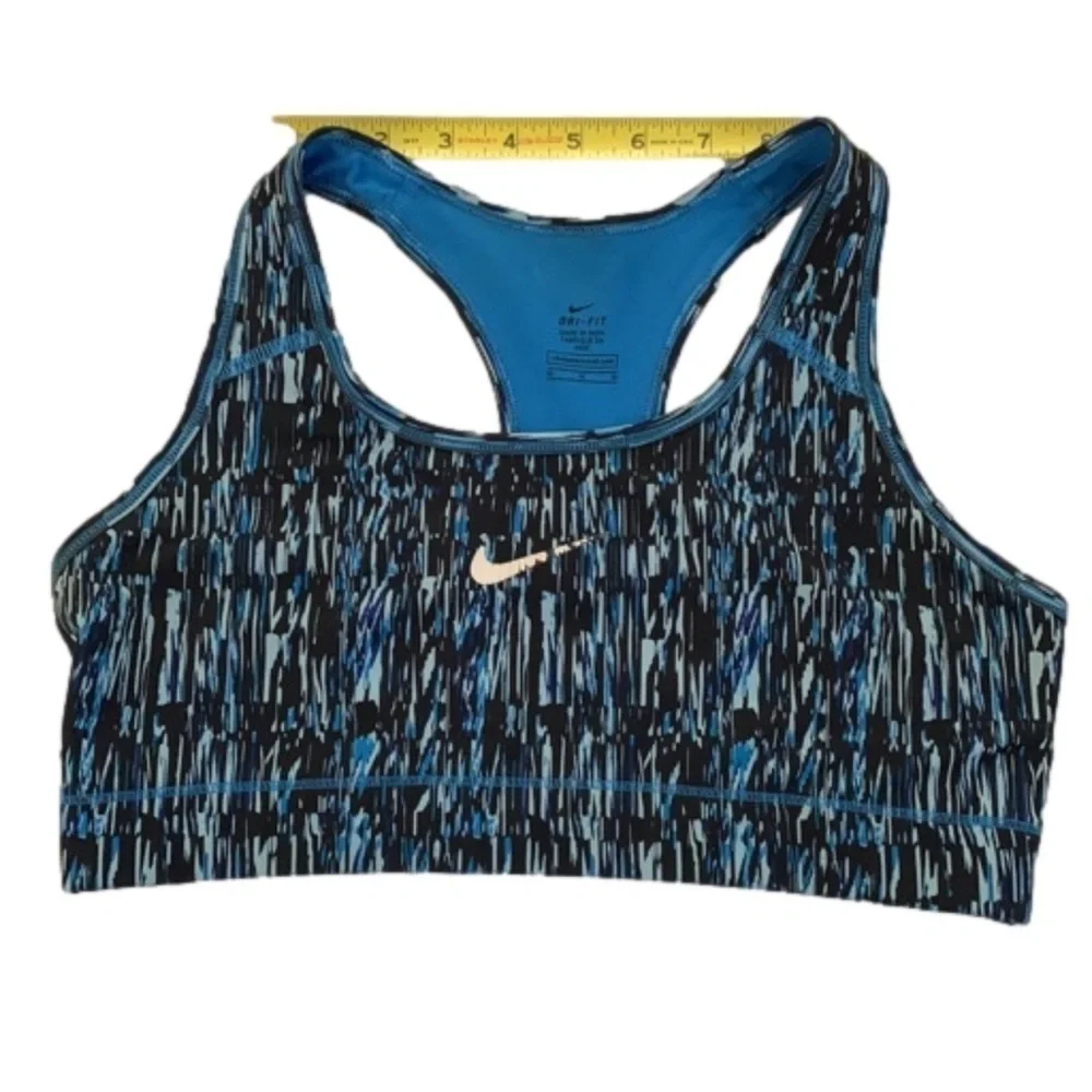 Nike Razor Back Sports Bra, Size M, Black Teal & Blue